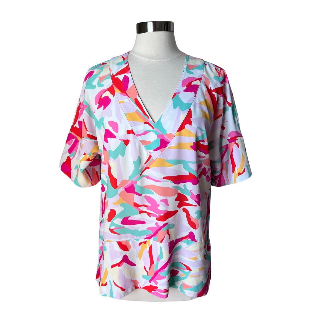 CROSBY by Mollie Burch Shine Your Bright V Neck Kimono Sleeve Top Women's Medium